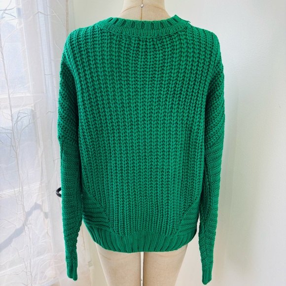 One A Cable Knit Crew Neck Green Sweater - Picture 2 of 7